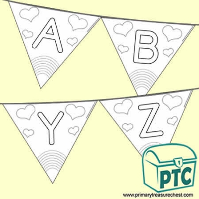Rainbow Colouring in Uppercase Alphabet Bunting