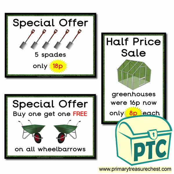 Role Play Garden Centre Equipment Special Offers Posters (1-20p)