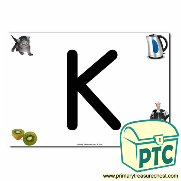'K' Uppercase Letter A4 poster with high quality realistic images