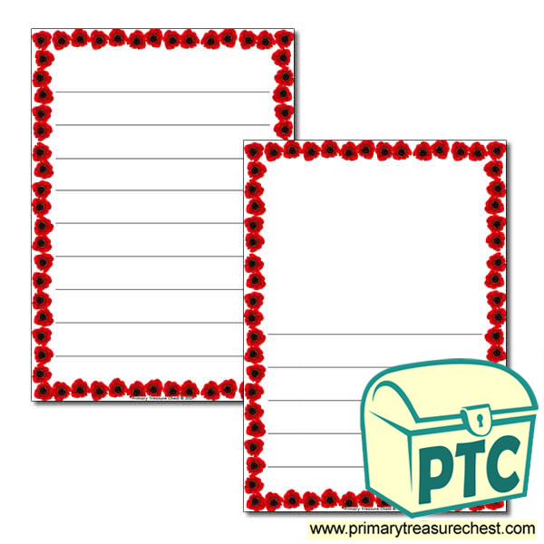 Poppy Border/Writing Frame (wide lines)