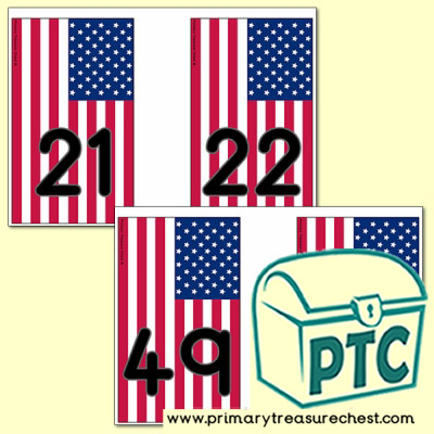 US Flag Number Line Bunting - American Teaching Resources - K-12 printables