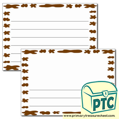 Muddy Puddles Landscape Page Border/Writing Frame (wide lines)