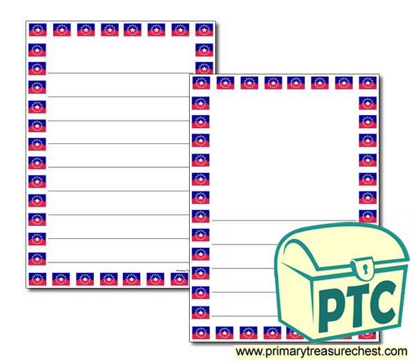 Juneteenth Flag Themed Page Border/Writing Frame (wide lines)