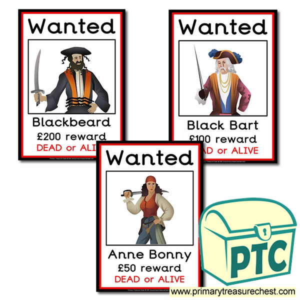 Pirate Role Play Wanted Posters