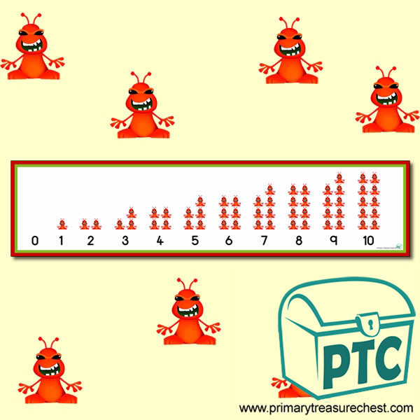 Red Alien Number Shapes Display Banner