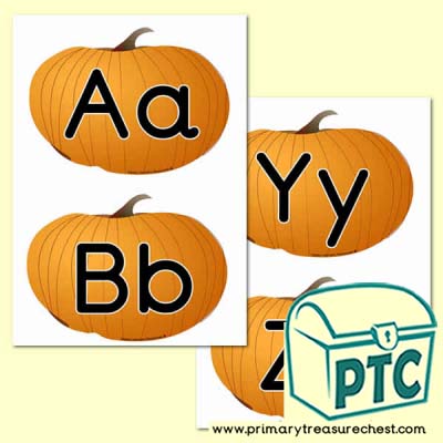 Pumpkin Alphabet Cards (upper and lower case) - Primary Treasure Chest