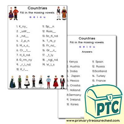 Traditional clothes Missing Vowels Worksheet