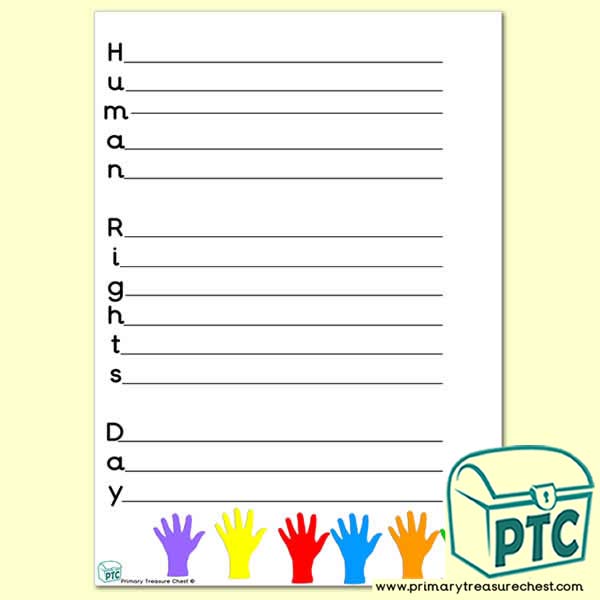 Human Rights Day Acrostic Poem Worksheet