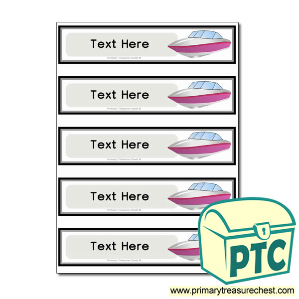 Speed Boat Themed Pupil Drawer Labels (Small)
