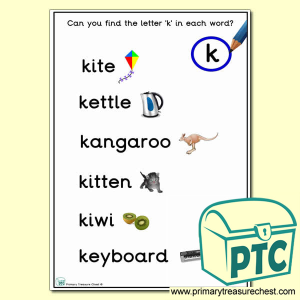 Find the Letter 'k' Activity Sheet