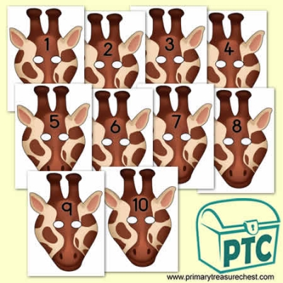 Giraffe Role Play Masks Numbered 1-10