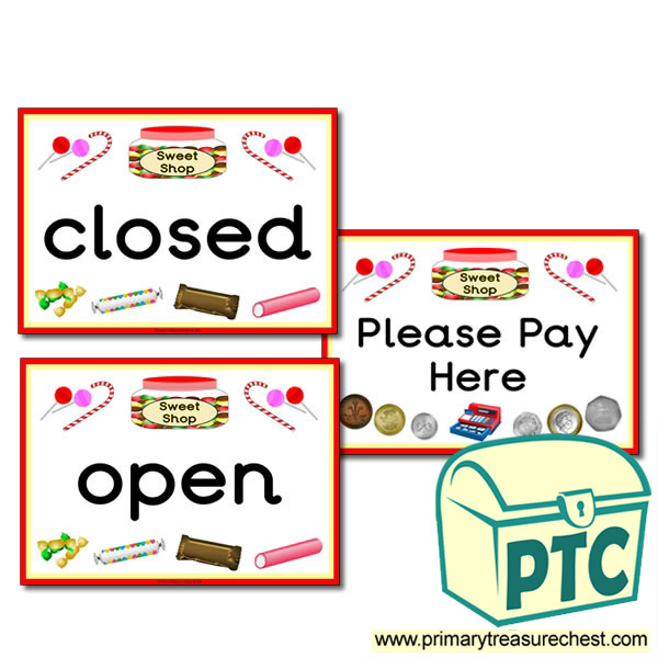 Sweet Shop Role Play Open/Closed Signs