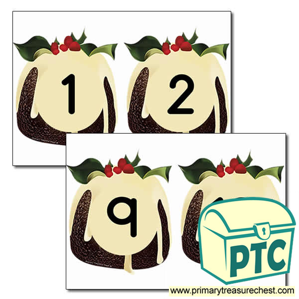 Christmas Pudding Number Cards 0 to 10