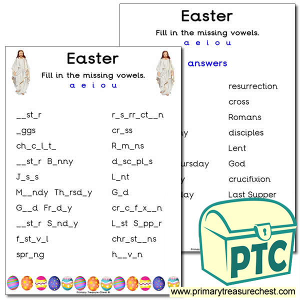 Easter Story Missing Vowels Worksheet