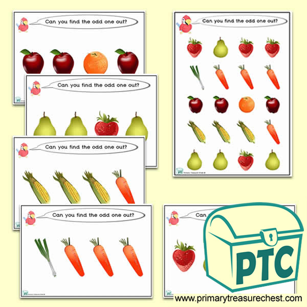 Odd-One-Out Fruit & Vegetable / Healthy Eating Challenge Activity Stage 1