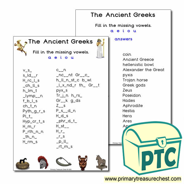 'Ancient Greeks' Themed Vowels Worksheet