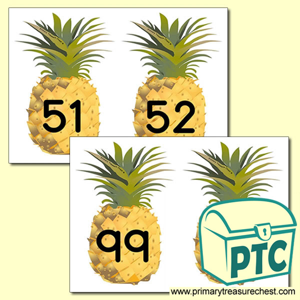 Pineapple Themed Number Line 51-100