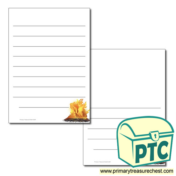 Fire Themed Page Border/Writing Frame (wide lines)