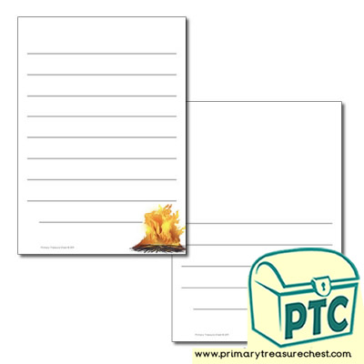 Fire Themed Page Border/Writing Frame (wide lines)