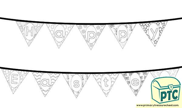 Easter Colouring Bunting with Text