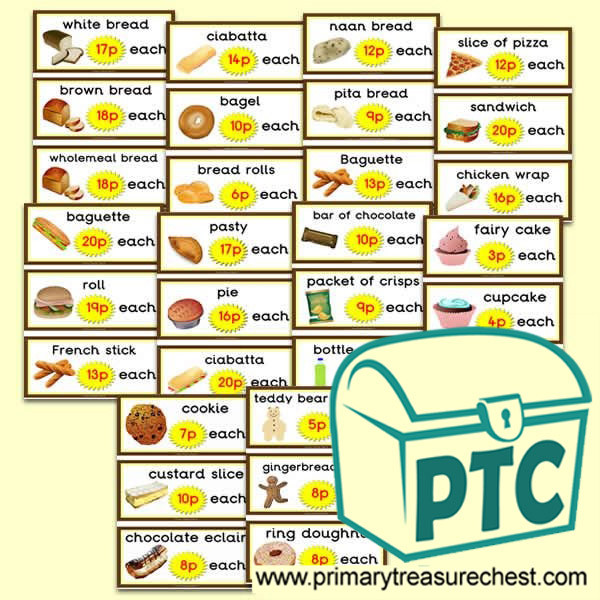 Bakery Shop Prices Flashcards (1-20p)