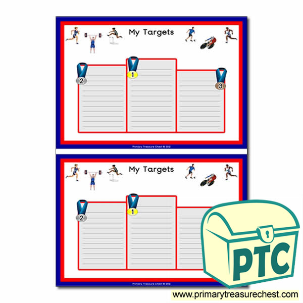 Sporting/Podium Themed Pupil Target Sheets