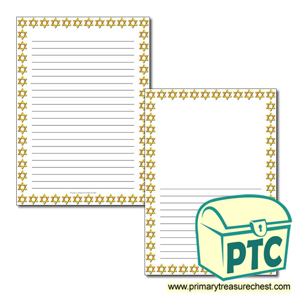 Star of David Themed Page Border / Writing Frame (narrow lines)