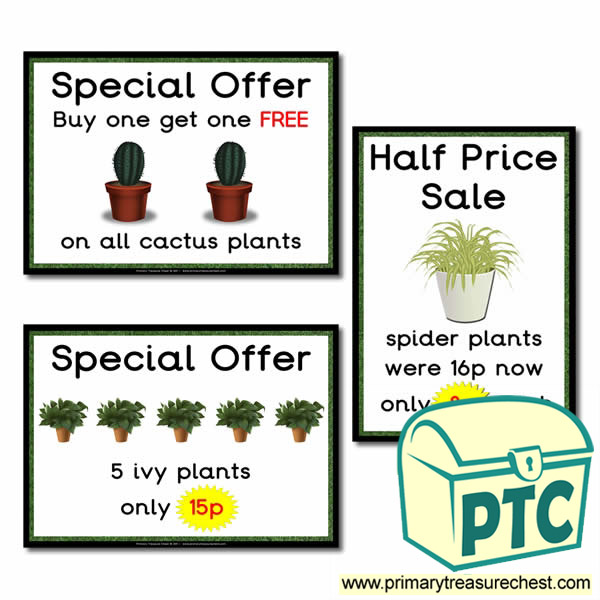 Role Play Garden Centre Plants Special Offers Posters (1-20p)
