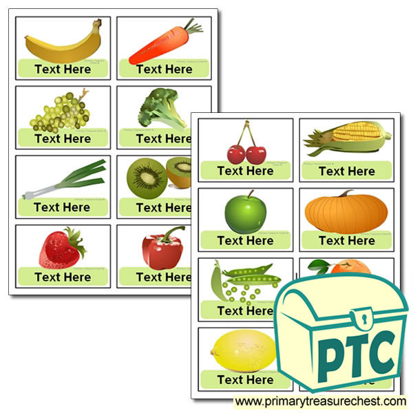 Various Fruit and Vegetable Themed Coat Hook Labels
