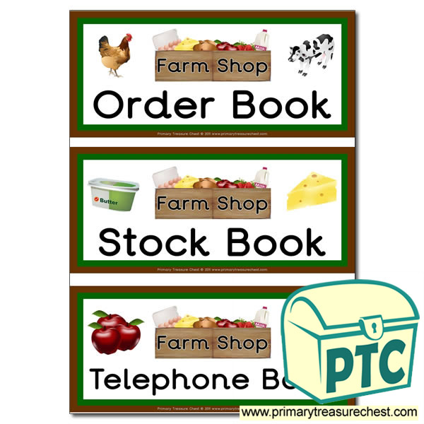 Farm Shop Role Play Book Covers / Labels