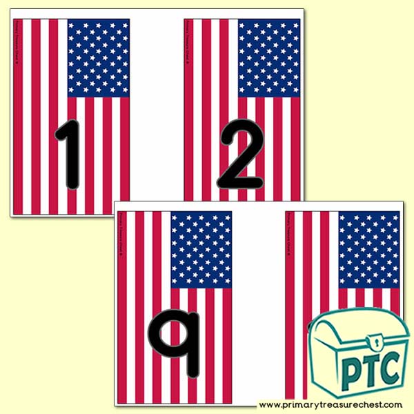 US Flag Number Line Bunting - American Teaching Resources - K-12 printables