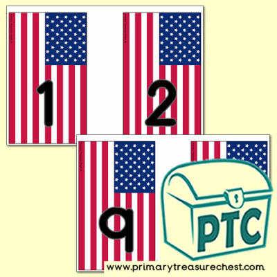 US Flag Number Line Bunting - American Teaching Resources - K-12 printables