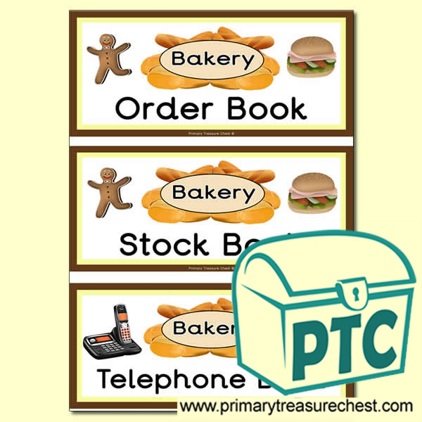 Bakery Role Play Book Covers / Labels
