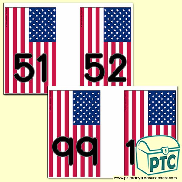 US Flag Number Line Bunting - American Teaching Resources - K-12 printables