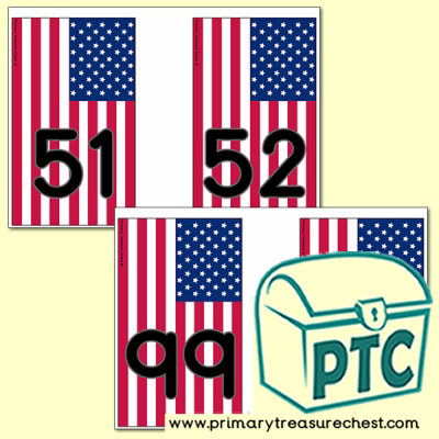 US Flag Number Line Bunting - American Teaching Resources - K-12 printables