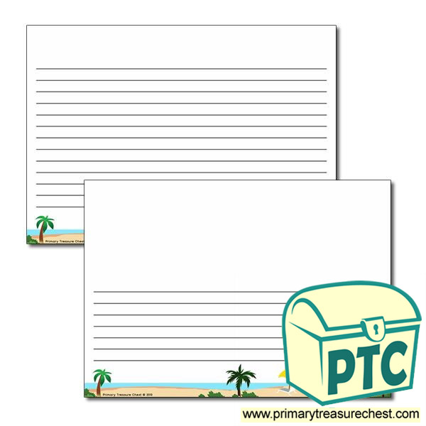 Tropical Island landscape Page Border/Writing Frame (narrow lines)