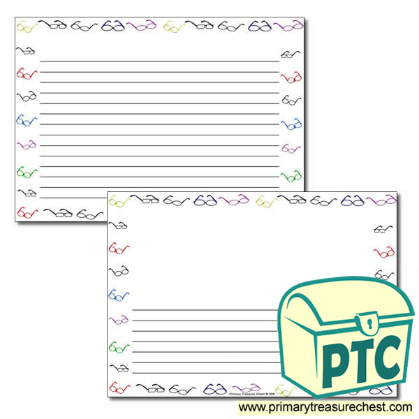Glasses Themed Landscape Page Border/Writing Frame (narrow lines)