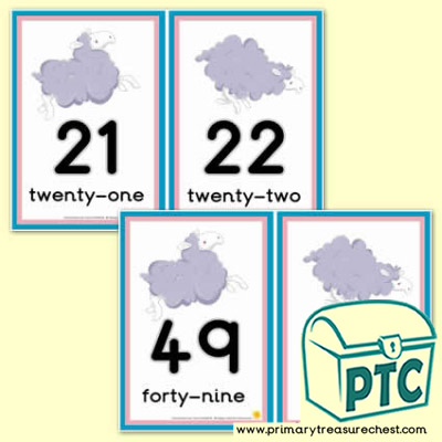 Sheep Number Line 21-50 (with border) - Serenity the Sweet Dreams Resources