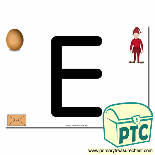 'E' Uppercase Letter A4 poster with high quality realistic images