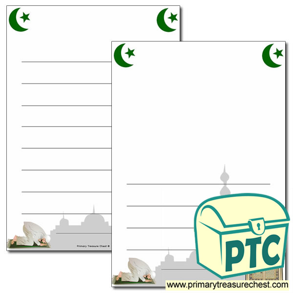 Ramadan Themed Page Border/Writing Frame (wide lines)