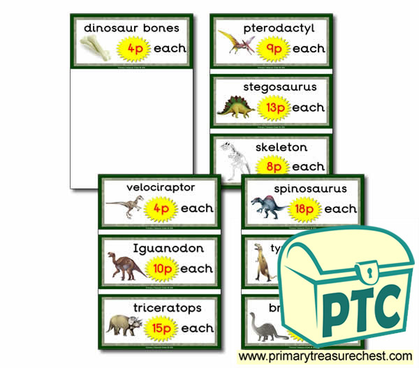 Dinosaur Role Play Shop Price Cards
