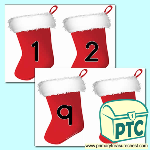 Christmas Stocking Number Cards 0 to 10