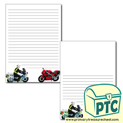 'Motorbike' themed Page Borders/Writing Frames (narrow lines)