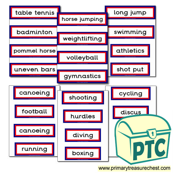 Athletic Events Themed Display Words