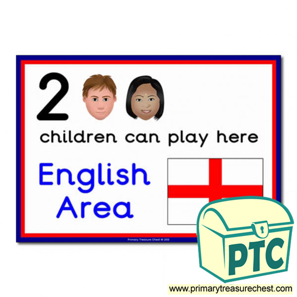 English Area Sign - Images Provided - 2 children can play here - Classroom Organisation Poster