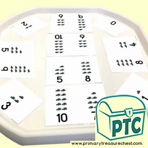 Taxi Themed Number Shape Tuff Tray Challenge