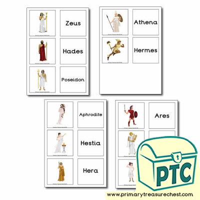'Ancient Greek Gods' Themed Matching Cards