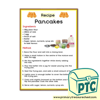 Pancake Recipe Poster - Primary Treasure Chest