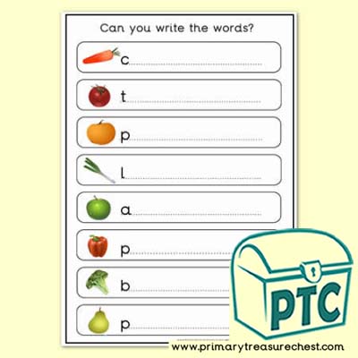 Thanksgiving Topic Words Worksheet - Single Letter Sounds / Letter Clues