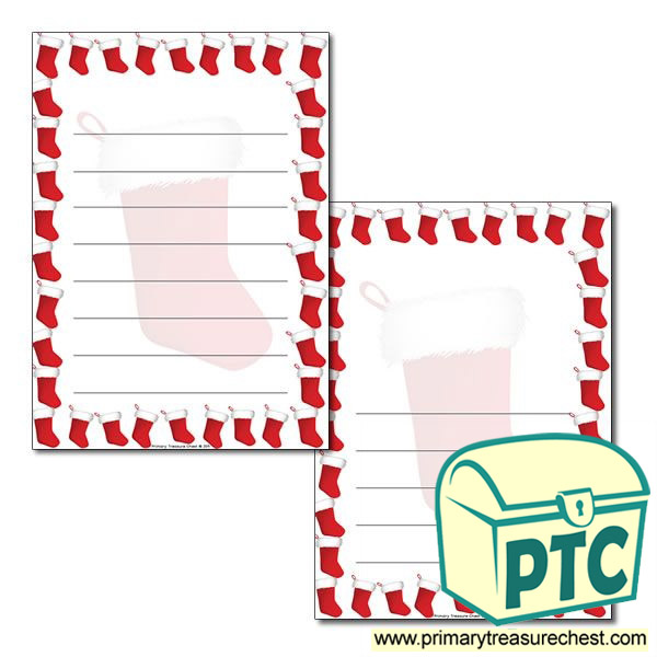 Christmas stocking Page Border / Writing Frame (wide lines)
